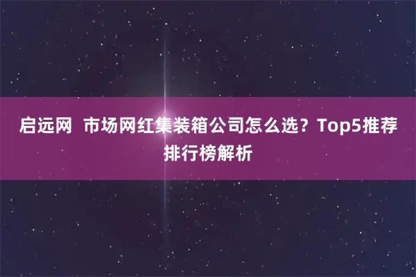 启远网  市场网红集装箱公司怎么选？Top5推荐排行榜解析